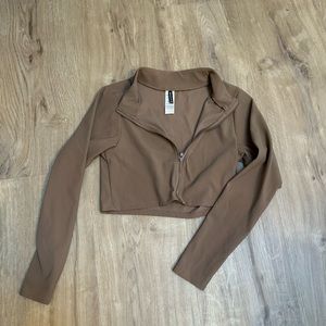 Long sleeve workout cropped jacket